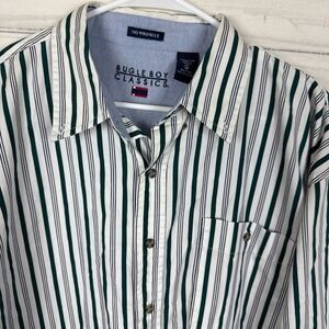 Bugle boy Green and White Casual Button Down Shirt with Stripes